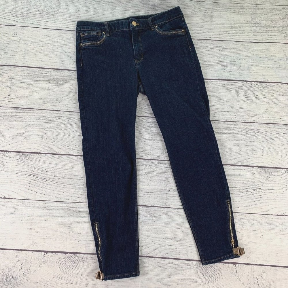 White House Black Market Women's Skinny Jeans - Dark Blue